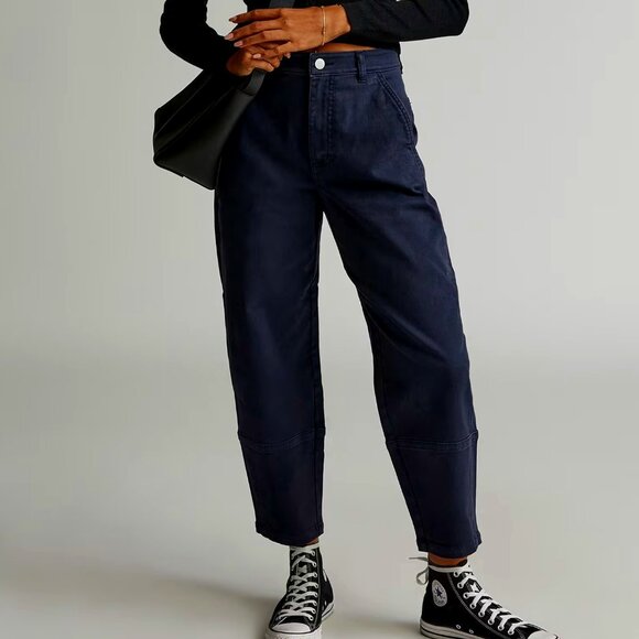 EVERLANE UTILITY BARREL PANTS LANTERN LEG CROPPED FLAT FRONT TROUSERS sz 00 - Picture 1 of 6